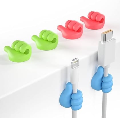 Thumb Shape Cable Holder  Adhesive Charger Wire Organizer, Cute Thumb Cord Clip for Desk, Wall & Car - (pack 1 - 10pcs)