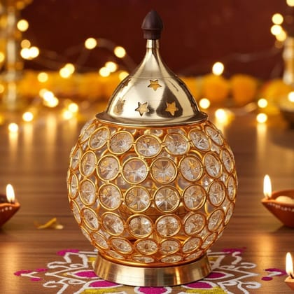 Brass Matki Crystal Deepak No. 4 (FMAS672 D)