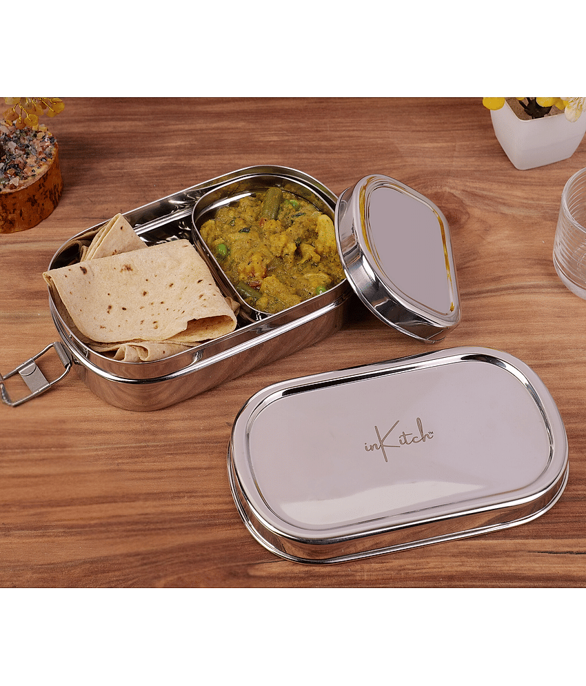 inKitch Rectangle Tiffin Box +1 Small Stainless Steel Lunch Box 1 - Container ( Pack of 1 )