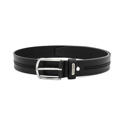 Red Tape Men's Black Leather Belt | Classic, Durable Dress Belt for Formal & Casual Wear