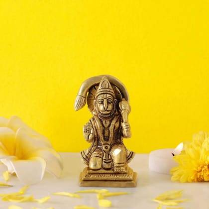 Veera Hanuman Brass Idol | Pure Brass | Antique Finish
