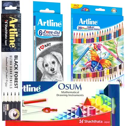 Artline Combo Packs of Back to School Stationery Set - 9 | For Specially Designed for Students