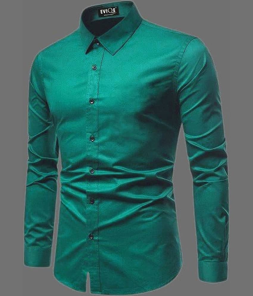 Eviqe Cotton Blend Regular Fit Full Sleeves Men's Formal Shirt - Green ( Pack of 1 )