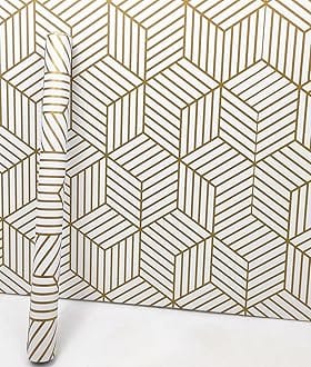 Eurotex Self Adhesive Peel Stick 45 x 300 cm Waterproof Hexagon Wallpaper Wall Sticker for Living Room Hall Bedroom Decoration PVC Vinyl DIY Wall Stickers
