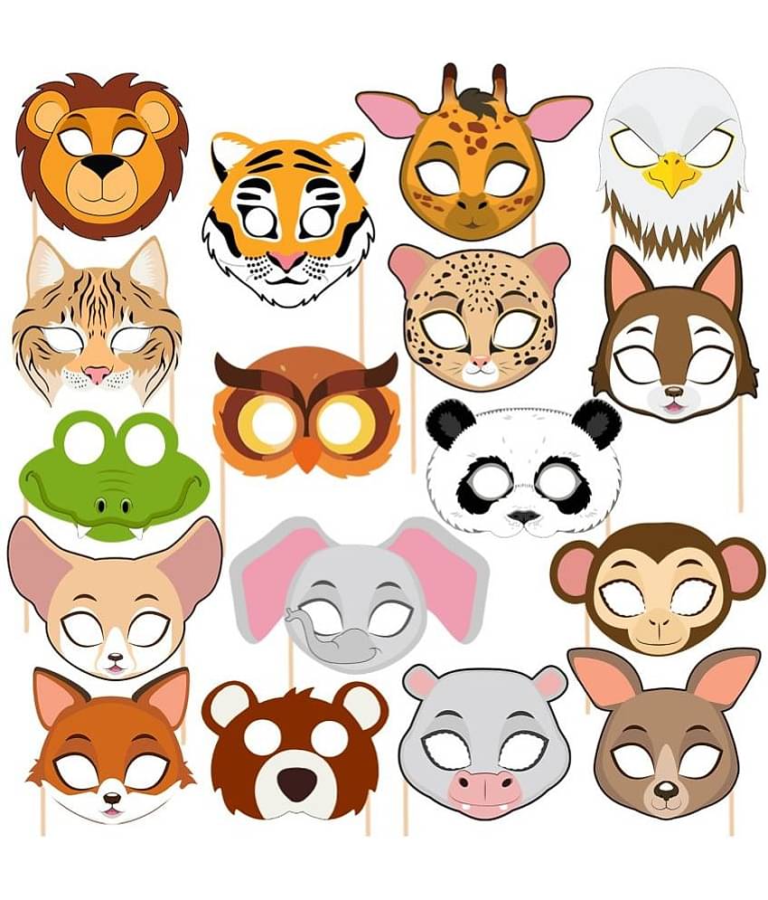 Zyozi 17 Pcs Jungle Birthday Party Favors Jungle Photo Booth Props for Kids Jungle Paper Props Jungle Theme Party Decorations Favor Supplies