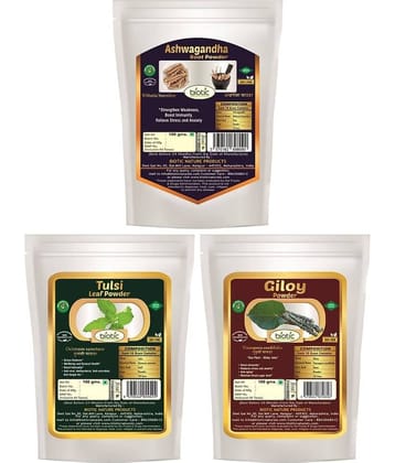 Biotic Ashwagandha, Giloy and Tulsi Powder for Immunity Powder 300 gm Pack of 3