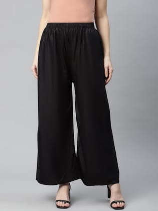 Rang Gali Women's Black Solid Rayon Palazzo-26