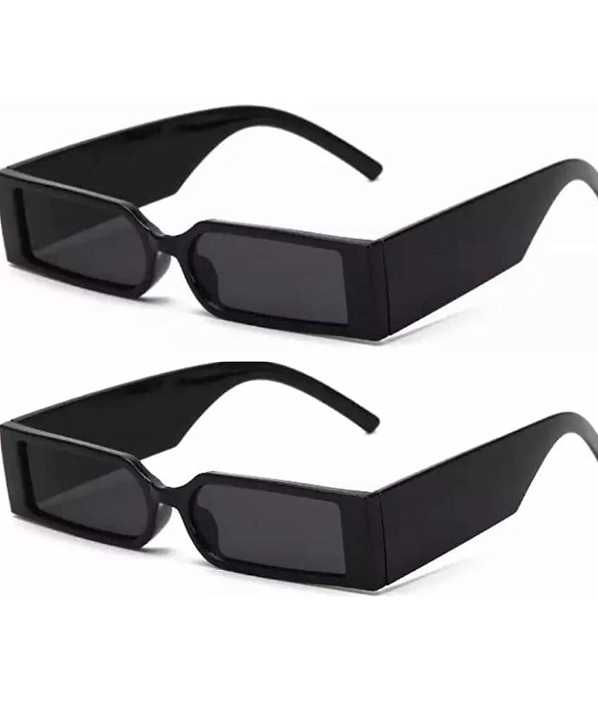 Lootnixx Black Rectangular Sunglasses ( Pack of 1 )
