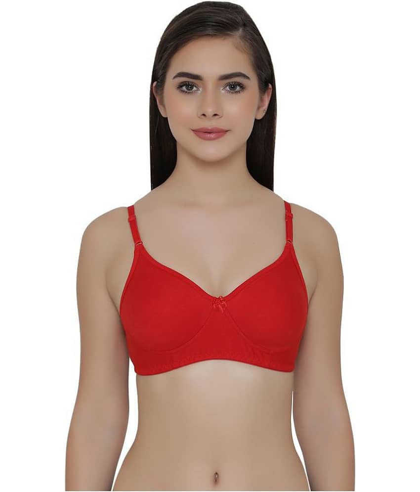 Clovia Cotton Non Padded Women's T-Shirt Bra ( Red )