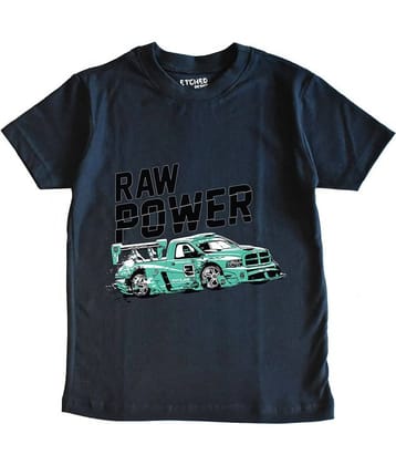 ETCHED DESIGN Pack of 1 Boys Cotton Polo T-Shirt ( Navy Blue )