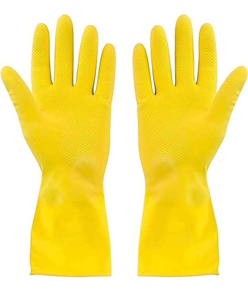 DarkShri Yellow Rubber Large Cleaning Gloves ( Pack of 2 )