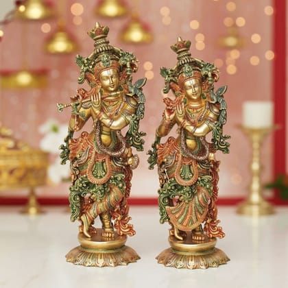 Brass Radha Krishna God Idol � Premium Temple Decor, Height : 25.5 Inch (BSMAS1379)