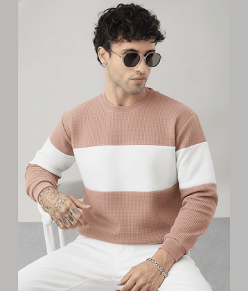 Try This Men Cotton Blend Regular Fit Colorblock T-Shirt ( Pink )