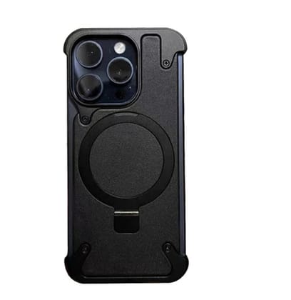 Milan - Magsafe Stand Bezel Less iPhone Case - Black Leather iPhone 15 PLUS