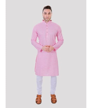 Maharaja - Pink Linen Regular Fit Men's Kurta Pyjama Set ( Pack of 1 )