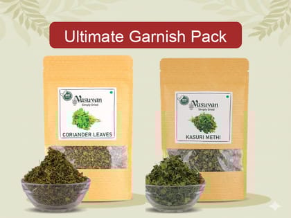 Vasuvan The Ultimate Garnish | Dried Coriander (50g) + Kasuri Methi (50g)