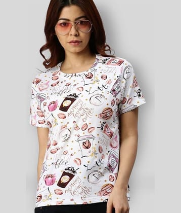 JUNEBERRY Women Cotton Printed Regular Fit Round Neck T-Shirt ( White )