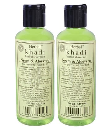 Khadi Herbal Neem & Aloevera Shampoo 420 mL Pack of 2