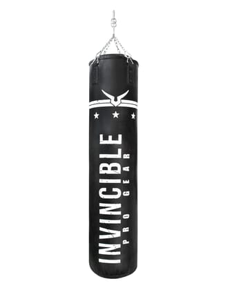 Invincible Pro Gear Boxing Bag - Filled Punching Bag with Heavy Duty Snap Lock Hanging Chain-Black / 4 Ft -50 KG (120X40CM)