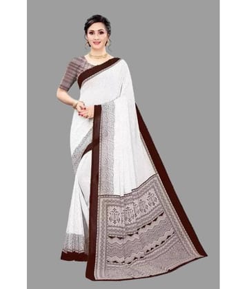 Sanjana Silks Georgette Printed Saree With Unstitched Blouse Piece ( White )