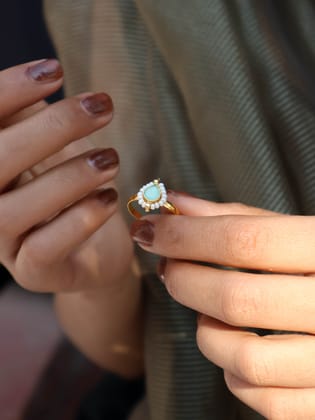 Fiza Turquoise Kundan Ring-Turquoise