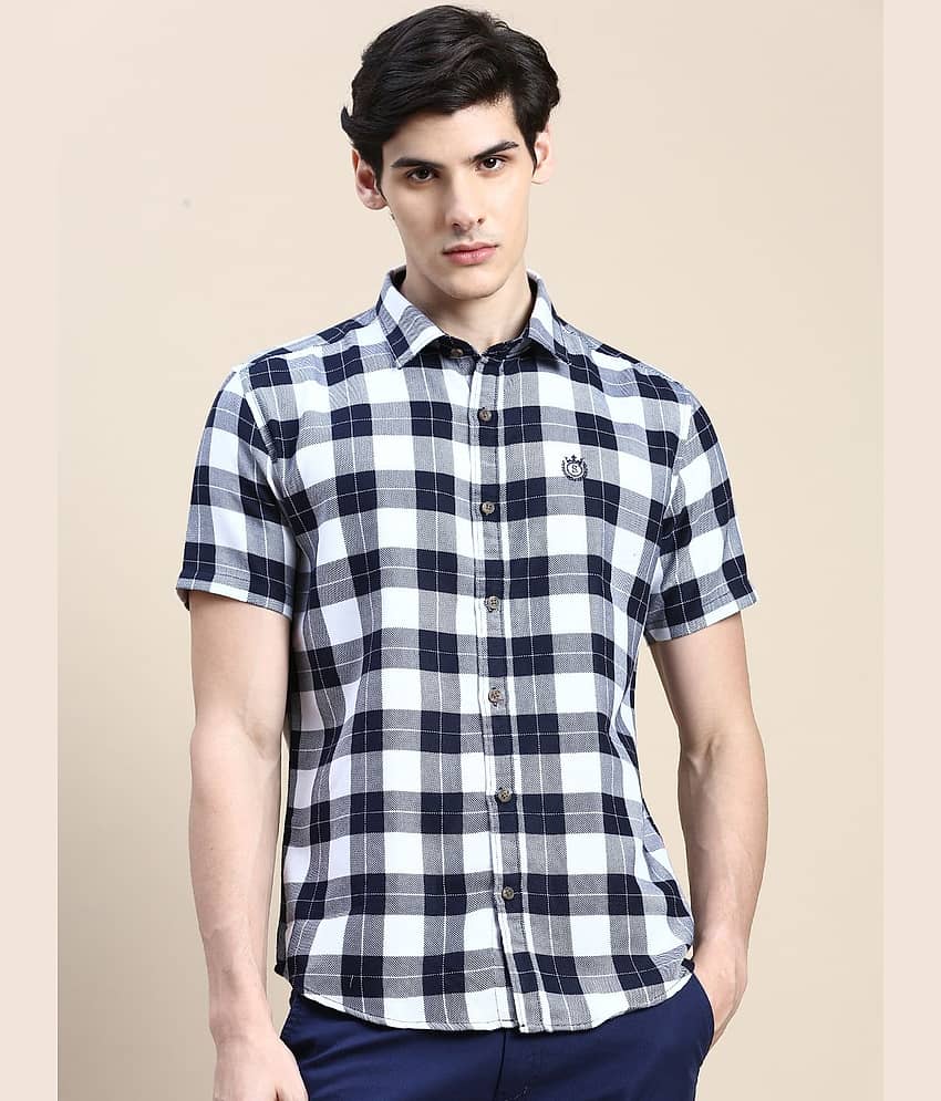Showoff Cotton Blend Regular Fit Checks Half Sleeves Men's Casual Shirt - White ( Pack of 1 )