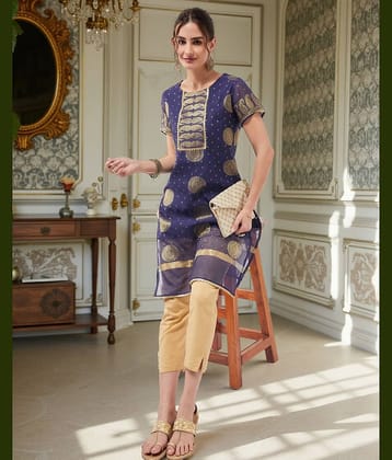 Pannkh - Purple Art Silk Women's Straight Kurti ( Pack of 1 )