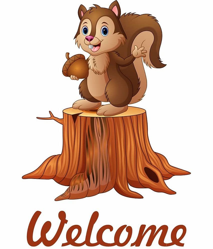 Asmi Collection Welcome Home Cute Squirrel Wall Sticker ( 42 x 30 cms )