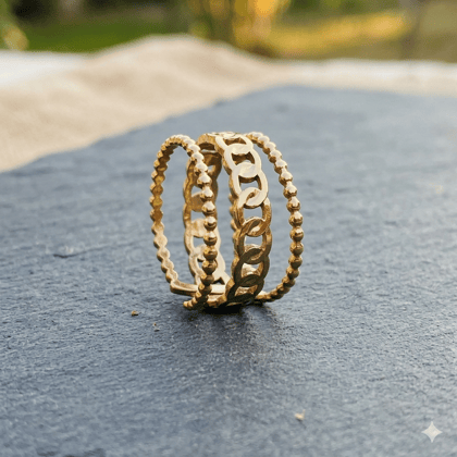 Smitam Jewels Triluxe Spiral Ring Triple Spiral Statement Adjustable Ring