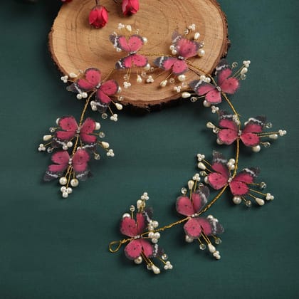 Pink-Black Bridal Hair Tiara