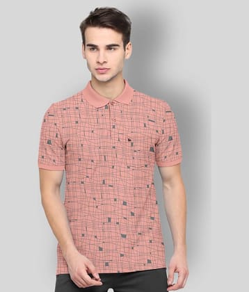 BULLMER Pack of 1 Cotton Blend Regular Fit Printed Half Sleeves Men's Polo T Shirt ( Pink )