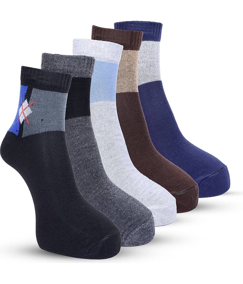 Texfro Pack of 5 Men's 100% Organic Cotton Ankle Length Socks ( Multicolor )
