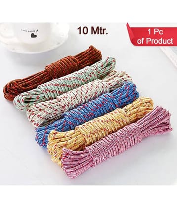 Cloth Drying Rope | Nylon Synthetic Laundry Line Rope | Laundry Clothesline | Cloth Drying Wire Synthetic Rope | Clothes Drying Line | 10 MTR | Multicolor ( Pack Of 1 )