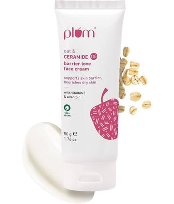 Plum 1% Ceramide & Oat Barrier Love Face Moisturizer Cream|Strengthens & Nourishes (50 g)