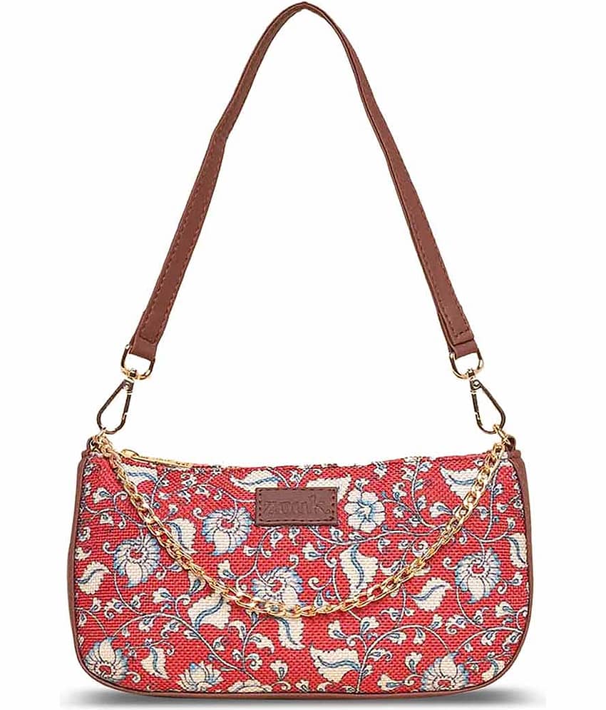 Zouk Shoulder Bag Jute Set of 1 ( Red )