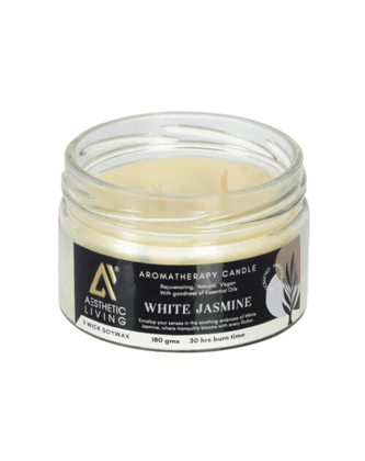 Aesthetic Living 3- Wick White Jasmine Candle, 180 gm