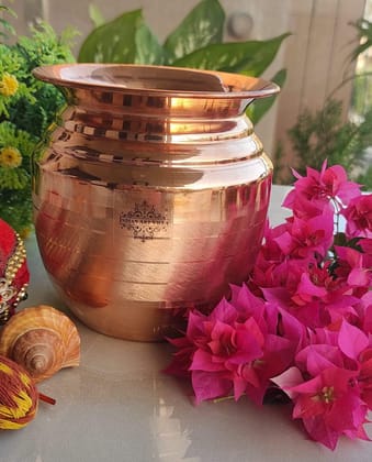 Pure Copper Copper Kalash / lota | Luxury Design | Shine Finish | Pujan Purpose-350ml