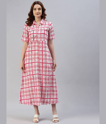 SVARCHI - Red Cotton Women's Shirt Dress ( Pack of 1 )