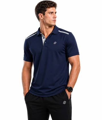 RF RAVES Navy Blue Polyester Regular Fit Men's Sports Polo T-Shirt ( Pack of 1 )
