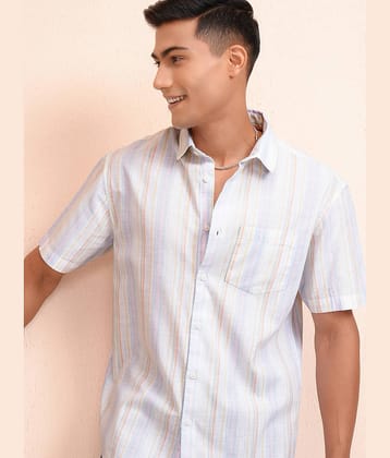 Locomotive 100% Cotton Relaxed Fit Striped Half Sleeves Men's Casual Shirt - Multicolor ( Pack of 1 )