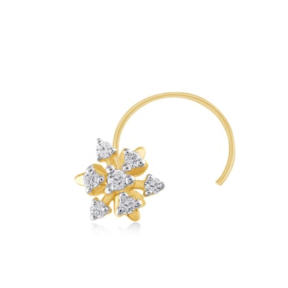 Senco 14K Yellow Gold Splendid Flower Diamond Nose Pin (Gold Weight- 0.3 g / 0.05 carat / HI-SI Quality )