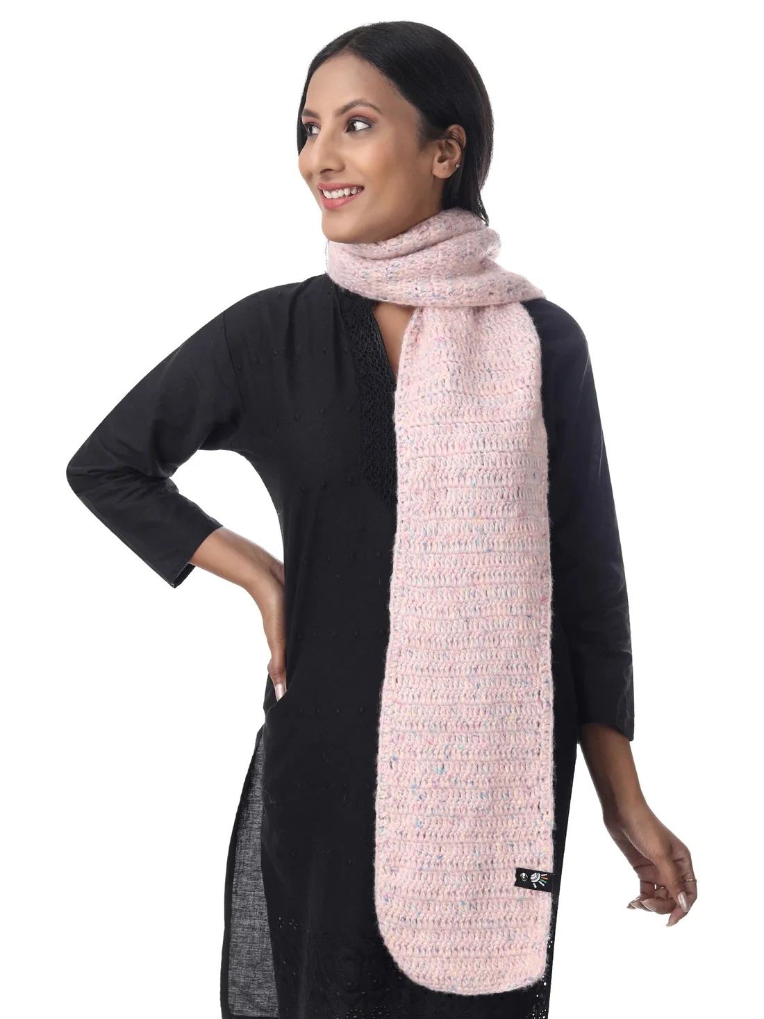 Charming Pastel Pink Crochet Scarf/55 inches L X 7 inches W