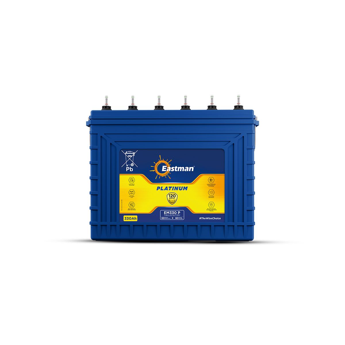 Eastman EM330P | Tall Tubular | 330 AH Inverter Battery |Warranty 120 (60+60) Months for Home & Office