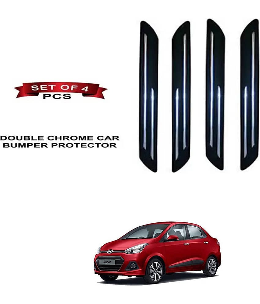 RONISH Rubber Car Bumper Protector Guard (Double Chrome) For Hyundai Xcent Facelift