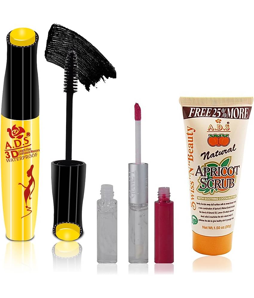 Adbeni Mascara & Lip Gloss Liquid & Body Scrub Lips Pack of 3 100