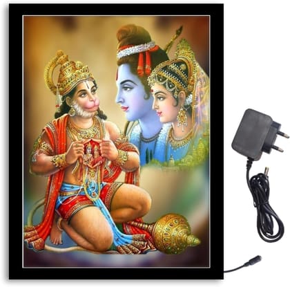 NOKKES Hanuman Ji Ram Sita ji Darshan Light Photo Frame 8X10 inch Led Light photo Frame With Light Adaptor Led Light Photo Frame Black Color Photo Frame_AQW248 NOKKES Hanuman Ji Ram Sita ji Darshan Light Photo Frame 8X10 inch Led Light photo Frame With Light Adaptor Led Light Photo Frame Black Color Photo Frame_AQW248