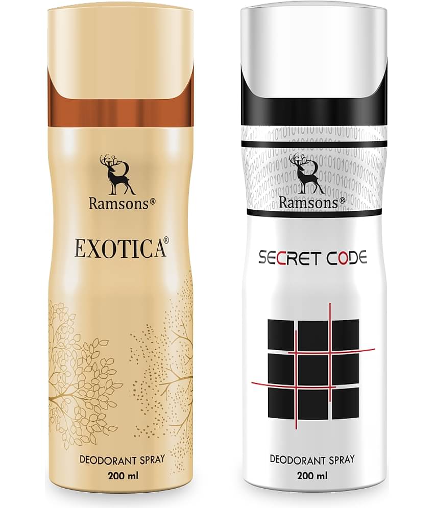 Ramsons - EXOTICA & SECRET CODE Deodorant Spray for Unisex 200ml each ( Pack of 2 )