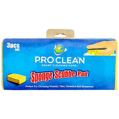 Pro Clean Sponge Scrub Pad - Used For Cleaning, 3 pcs