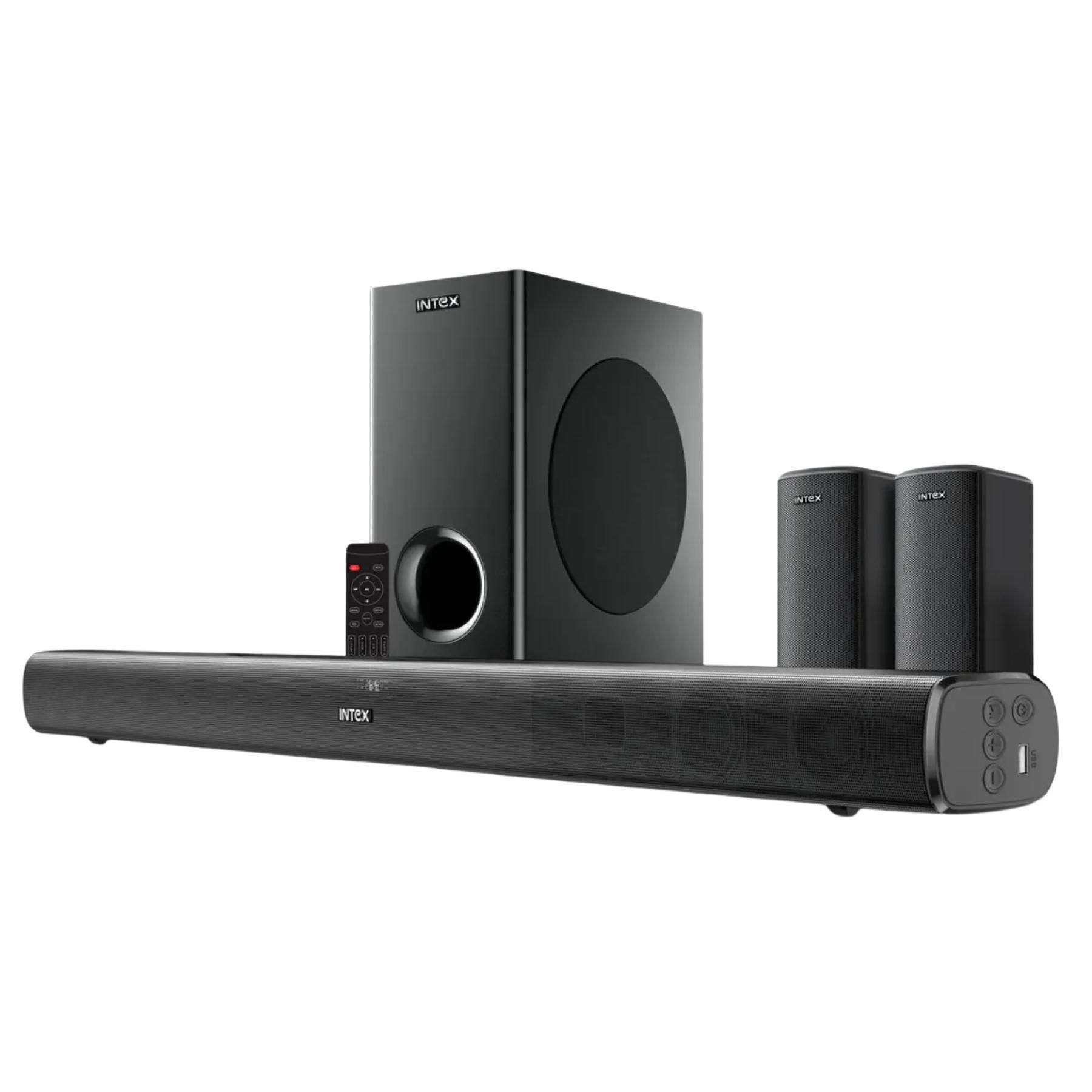 OPEN BOX Intex Beast 9000 |2.1 Soundbar with Subwoofer | 120 W RMS | HDMI-ARC | Bluetooth | AUX | USB | Remote Control with Equalizer |Black