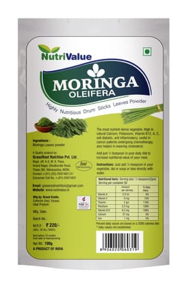 Nutrivalue Moringa Oleifera Powder (100g) | Nutrient-Dense Superfood | Daily Wellness Supplement